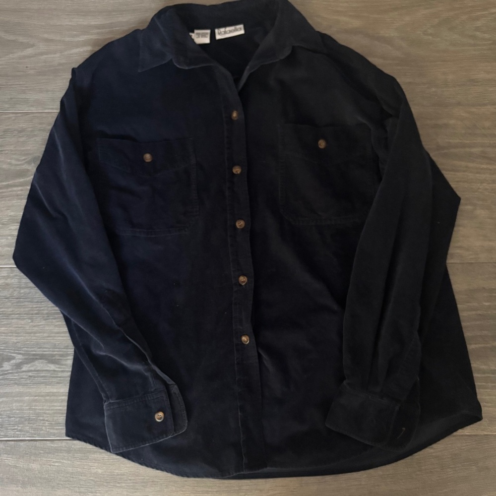 Women’s Rafaella Navy Corduroy Button Down